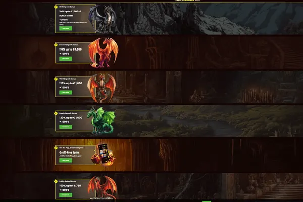 Dragonslots Casino bonus and free spins screenshot